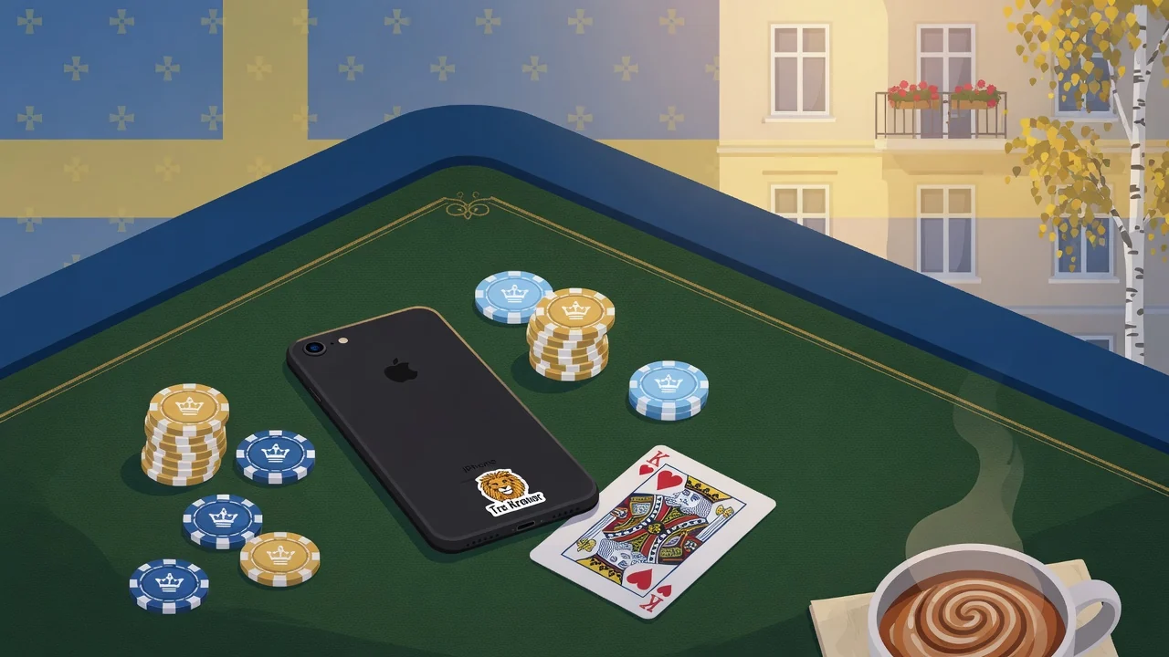 Mobil på casinobord med jetonger, 150 kr bonus