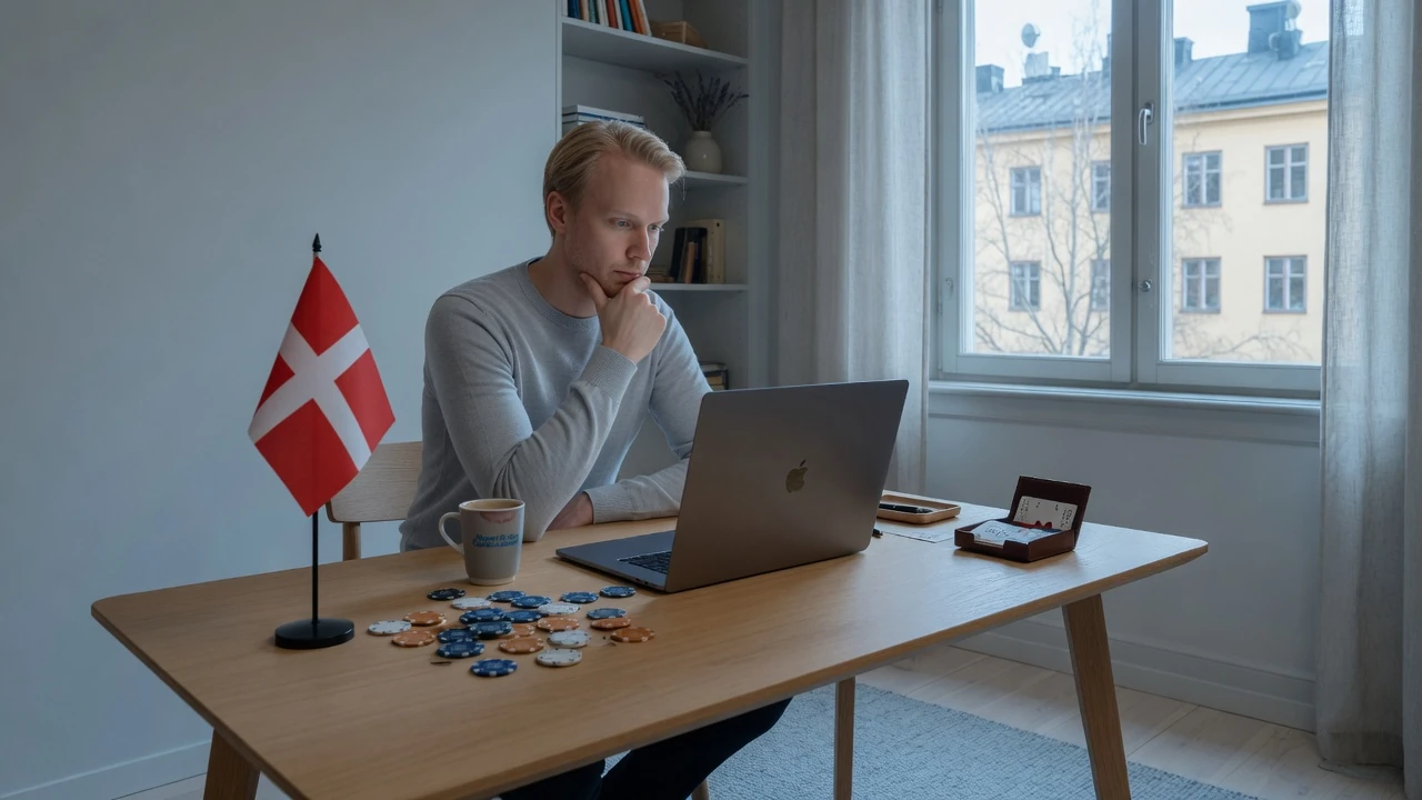 Svensk spelare vid skrivbord med stängd laptop och maltesisk flagga
